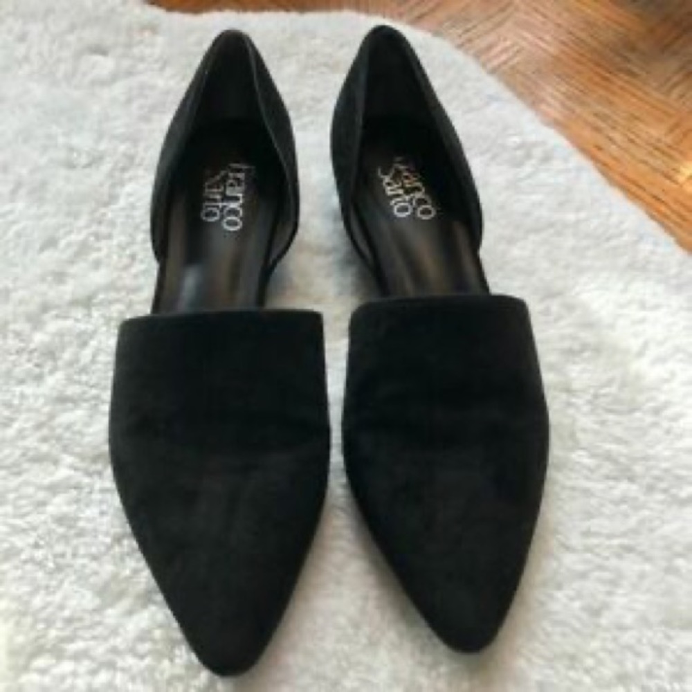 Franco Sarto Black Suede Aria Flats